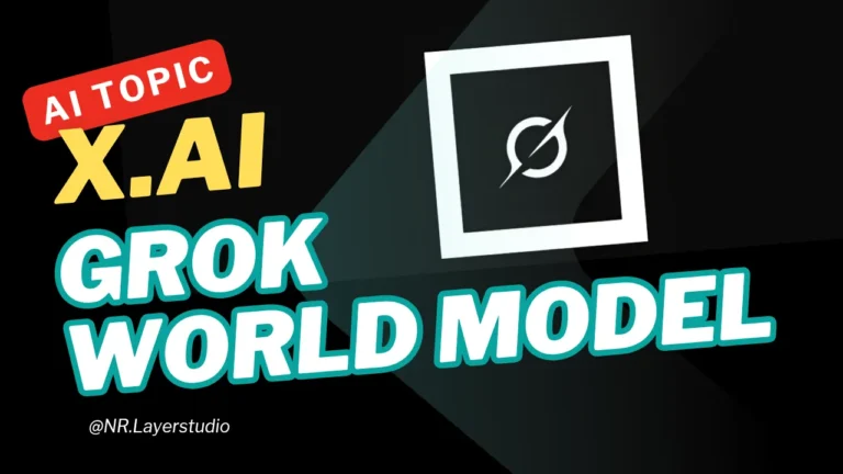 xAI Grok World Model 주제를 다룬 썸네일 이미지, xAI 로고와 텍스트 디자인 포함